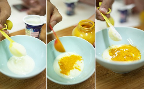 Hỗn hợp bột nghệ, sữa chua giúp xóa mờ vết thâm và cải thiện sắc tố da hữu hiệu